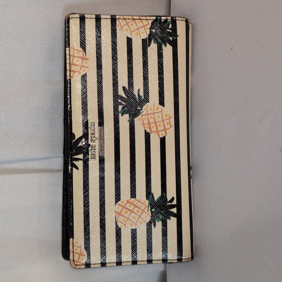 Kate Spade Black and Cream Striped Pineapple Wallet - Picture 1 of 7